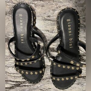 Gianni Bini Black Strappy Sandals with Studs